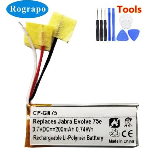 New 200mAh Li-Polymer Replacement Battery For Jabra Evolve 75e HSC100W Accumulator Batterie 3-wire+tools