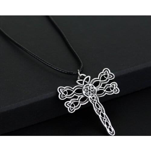 Dongsheng TV around Outland Necklace Dragonfly Pendant Necklace Women Choker Necklace Leather Cord Rope Charms Necklace-30