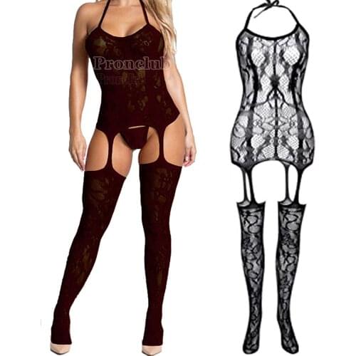 Porn Lingerie Bodysuit Underwear Sexy Bodystockings Women Fishnet Open Crotch Catsuit Lingerie Crotchless Teddies Mujer