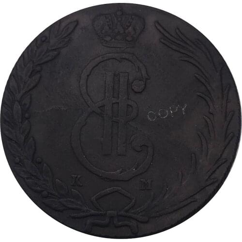 Russian crafts Siberia 10 Kopecks Ekaterina II 1779 KM Red Copper Copy Coins Bevel edge