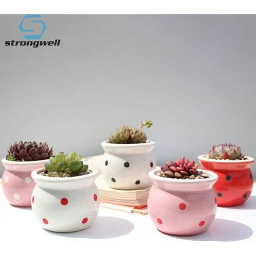 Strongwell Hand Painted Minimalist Succulent Ceramic Flower Pot Green Plants Outdoor Balcony Home Decor Garden Planter Crafts