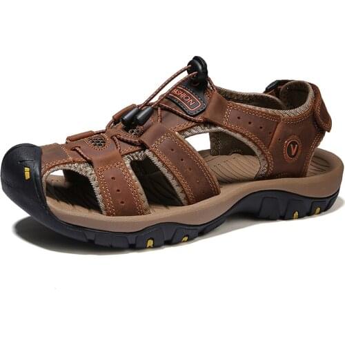 Summer Genuine Leather Men Shoes Summer New Large Size Mens Sandals Men Sandals Fashion Sandals Slippers Big Size 38-48