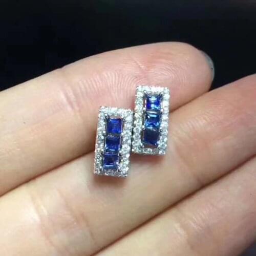 Sapphire stud earring For men or women Natural real sapphire 925 sterling silver 2.5mm 6pcs gemstone