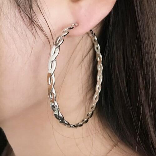 High Quality Womens Hoop Earrings Jewelry Gold Silver Color Twist Big Round Circle Hoop Earrings Vintage Elegant Earrings