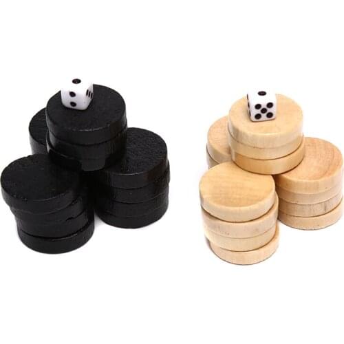 32Pcs 2.4/1.9cm Chess Draughts/Checkers/Backgammon Chess Piece for Kids Board Game Learning Camping