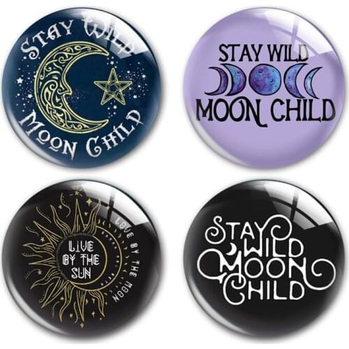 Handmade Stay wild Moon child live by the sun Round photo glass cabochons demo flat back DIY jewlery Making findings accessory