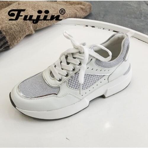 Fujin Women Sneakers Platform Shoes Vulcanized Women White Black Lace Up Soft Breathable High Quality Women Sneakers Shoes