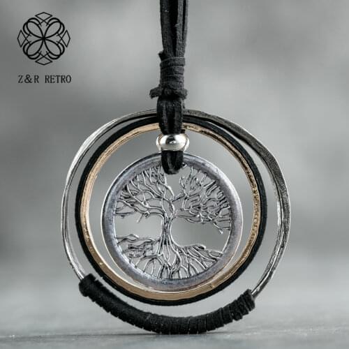 Vintage Long Chain Necklace for Women Chokers Tree of Life necklaces & pendants Plant Jewelry suspension pendant Hotsale 2021