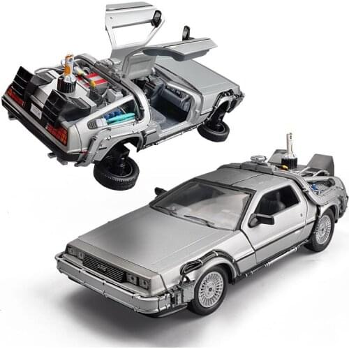 1:24 Diecast Alloy Model Car DMC-12 Delorean Back To The Future Time Machine Metal Toy Car For Kid Toy Gift Collection