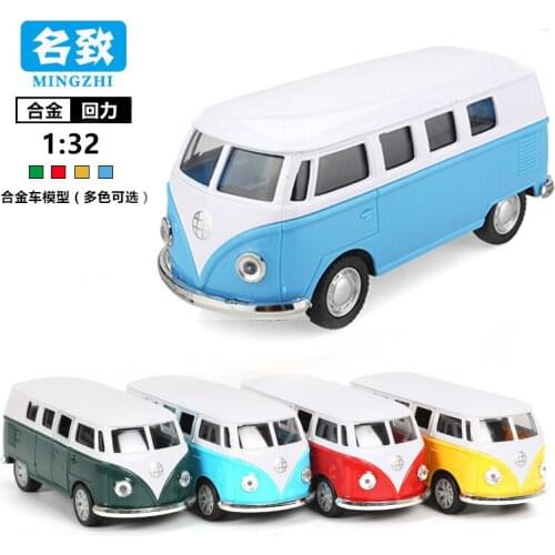 1:32 Alloy bus car childrens toy car swing back truck boy toys can open the door