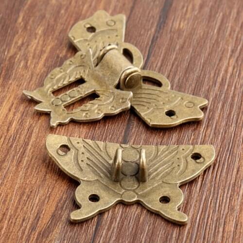 1pc 59*53mm Butterfly Hasp Latch Jewelry Wooden Box Lock Cabinet Buckle Case Locks Furniture Hardware