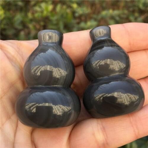 1pc Natural Obsidian Crystal Calabash With Beautiful Eyes Great for Meditation Home Fengshui Decoration Chakra Reiki Stone