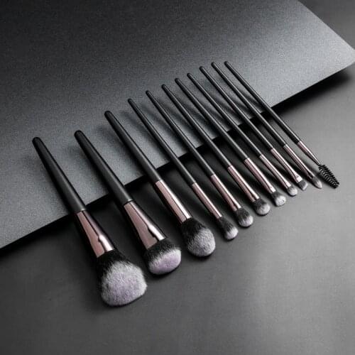 11pcs Classic Black Makeup Brushes Power Foundation Eyebrow Lip Blusher EyeShadow Professional Cosmetic Make Up Brush Set Tools