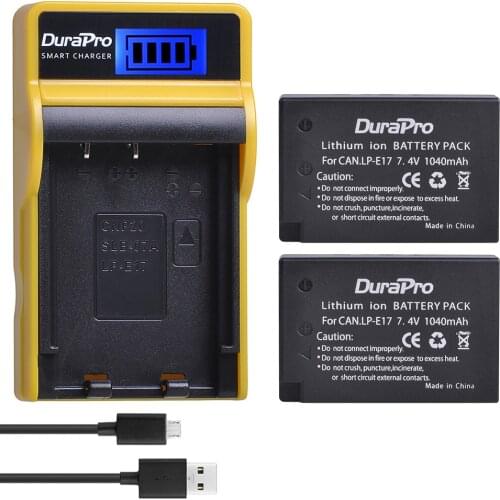 2pc LP-E17 LPE17 LP E17 Camera Battery + LCD Display USB Charger for Canon EOS Rebel T6i 750D T6s 760D M3 800D 8000D Kiss X8i