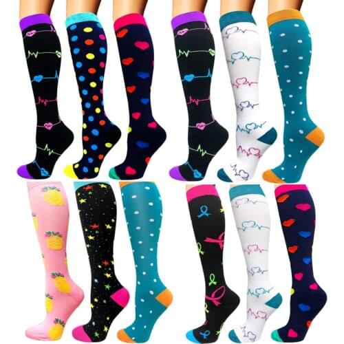 3Pairs Compression Socks Women 30 MmHg Running Sports Socks Knee High Edema Diabetes Varicose Veins Men Running Cycling Stocking