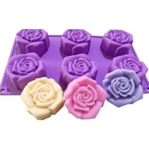 6 hole rose silicone cake mould soap mold baking tool