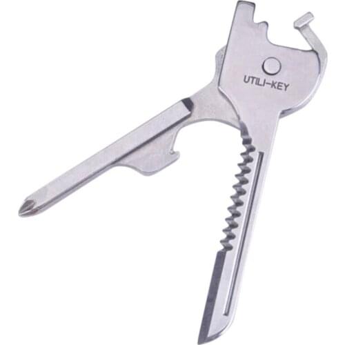 6 in1 Utili-Key Multi Function Keys Knife Stainless Steel EDC Multi tool Keychain Utiliity Camping Swiss Pocket Survival Knife