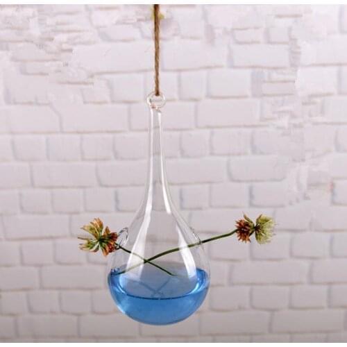 Diameter = 8cm Water Drop Hanging Glass Terrarium with 2 small holes Beautiful Wedding Decoration Glass Vase China Supplier