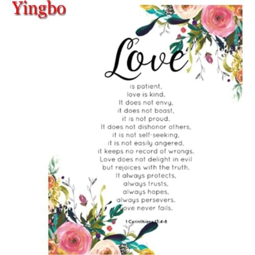 Bible Scripture Poetry Christ Color Flower 5D Diamond Painting DIY Full Square Drill Diamond Embroidery Rhinestones Mosaic Decor