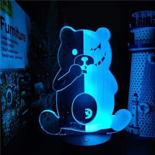 Anime 3D Lamp Danganronpa Monokuma LED Night Light Luminaria Lampara Acrylic Table 3D Lamp For Bedoom Decoration Kids Child Gift