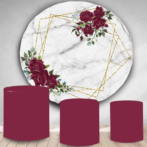 BEIPOTO Marble Flower Backdrop Bridal shower party decor circle panel round background floral baby shower candy table wedding 03