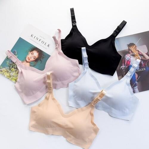 Pregnant Women Before Puerperium Buckle Confinement Nursing Bra Seamless Nursing Bra Without Steel Ring ice Silk Underwear New