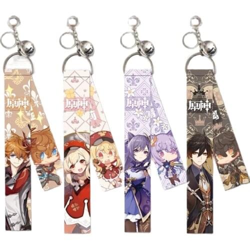 Game Genshin Impact Streamer Pendant Keychain Cosplay Mengpa Mondstadt Cartoon Diluc Venti Klee Keqing Qiqi Keyrings