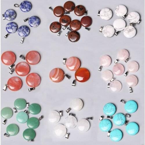 5pcs Natural round 2CM stone beads pendant charm for jewelry making necklace Accessories material handmade wholesale finding diy