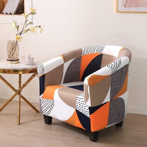Floral Club Chair Cover Stretch Spandex Removable Armchair Covers Sofa Cover Furniture Protector for Living Room Couch Cover