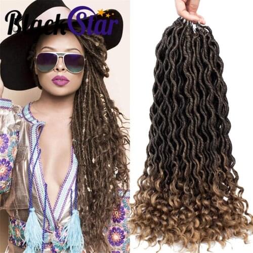 Black Star Hair Faux Locs Hair Crochet Hair Wavy Faux Locs with Curly Ends Synthetic Braiding Hair Extension