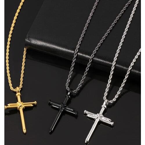 European And American Titanium Casting Nails Cross Punk Style Personality Men Pendant Necklace Jewelry Wholesale