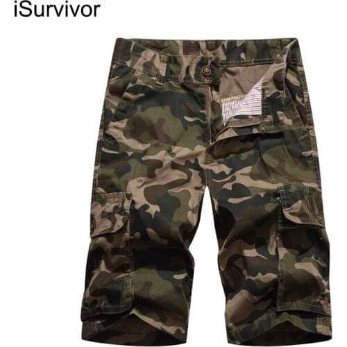 ISurvivor 2021 Camouflage Five-Point Pants Tooling Cotton Trendy Mens Multi-Pocket Shorts
