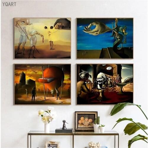 Salvador Dali Surrealism Wall Art Picture Retro Canvas Paintings Posters and Print for Modern Home Living Room Decoration