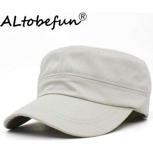 ALTOBEFUN Classic Vintage Men Military Hat Adult Fashion Summer Autumn Brand Solid Adjustable Flat Top Cap For Women AD911