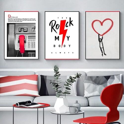 Red train Picture Home Decor Wall Art Nordic Canvas Painting Modern Art letter minimalist Posters and Prints for Living Room