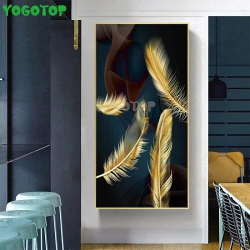 Full drill square Crystal Paintings Abstract art, golden feathers Diamond Embroidery Full 5d Diy diamond painting Mosaic YY5117