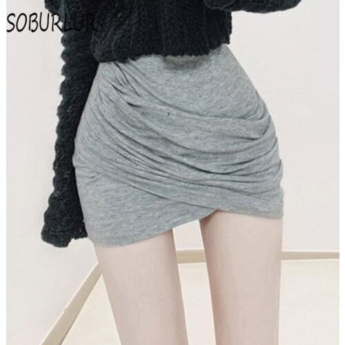 SOBURLUR 2021Summer High-waisted Skirt New Preppy Casual Female Gothic Clothing Streetwear Elastic Mini Skirts Chic Fairy Grunge