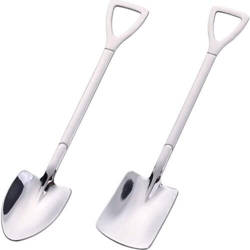 200Pcs/Lot Stainless Steel Cute Shovel Spoon Reusable Tea Spoon Coffee Mixing Sugar Dessert Cake Spoon Ice Cream Spoons