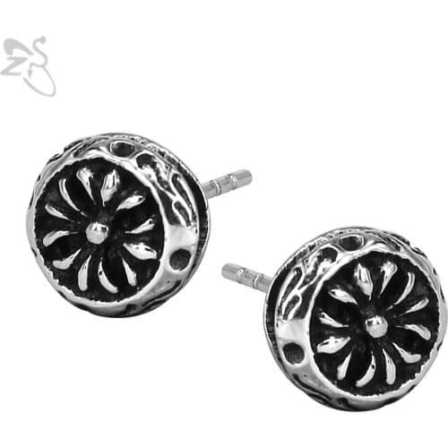 Trendy Flower Earrings Black For Girl Women Fashion Ear Stud Stainless Steel Piercing Tragus Punk Earing Mens Male Jewelry Gifts