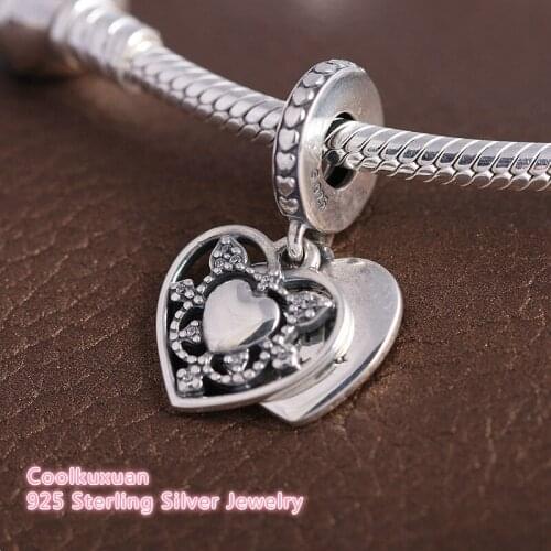My Wife Always Hanging Charm Mothers Day Gift 100% 925 Sterling Silver Heart Pendant Charms Beads Fits Pandora bracelets