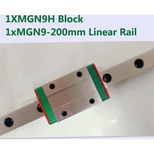 MR9 9mm linear rail guide MGN9 length 200mm with mini MGN9H linear block carriage miniature linear motion guide way for cnc