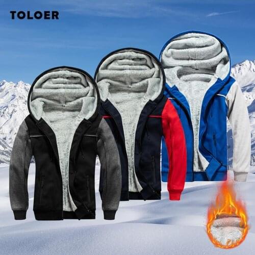 Winter Men Jacket Coat Thick Warm Fleece Zipper Mens Hoodie Brand Casual Hooded Autumn Outerwear Patchwork Thermal Male Clothing