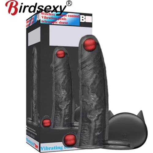 Men Delay Lock Sperm Fine Vibrating Sleeve Threaded Enhancer Ring Penis Extender Sleeve Erection Dick Cock Ring Sex Toys For Men