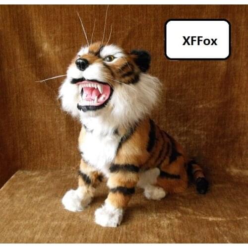 New simulation sitting tiger model polyethylene&furs open-mouth real life tiger doll gift 30x15x35cm xf2215