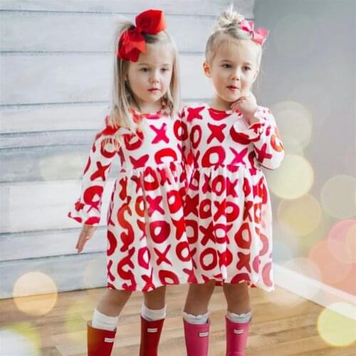 6Months-5Years New Korean fashion Toddler Kids Baby Girls Mandarin Sleeve Letter print Dress Valentines Day vestidos niñas M4