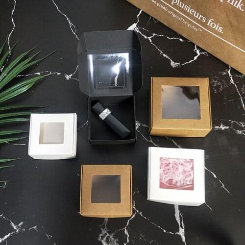 Wholesale 50pcs Kraft Paper Box Transparent PVC Window Soap Boxes Jewelry Gift Packaging Box Wedding Favors Candy Box