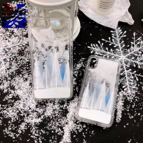 PEIPENG Luxury transparent winter snowflaker Anti-fall Phone silicone case For iphone 6 6S 7 8 Plus X Xs Max Christmas Glitter
