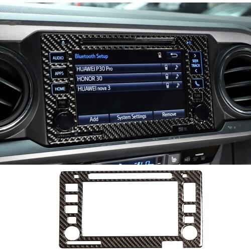 Fit for Toyota Tacoma 2016-2021 Interior GPS Navigation Screen Panel Cover Decoration Trim Soft Carbon Fiber Car Accessories
