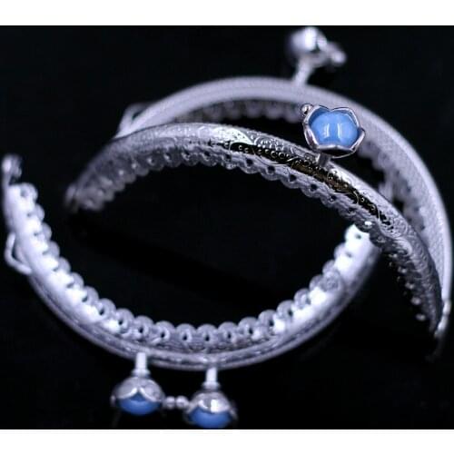 Silver Tone Arch Ruffled Clutch Clip Purse Frame Kiss Clasp 8.5cm Floral Head Handbag Handle DIY Luggage Hardware Accessories