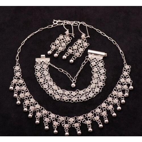 Local Flow Coriander Filigree Silver Set 1505Hand Made Silver Jewellery Set